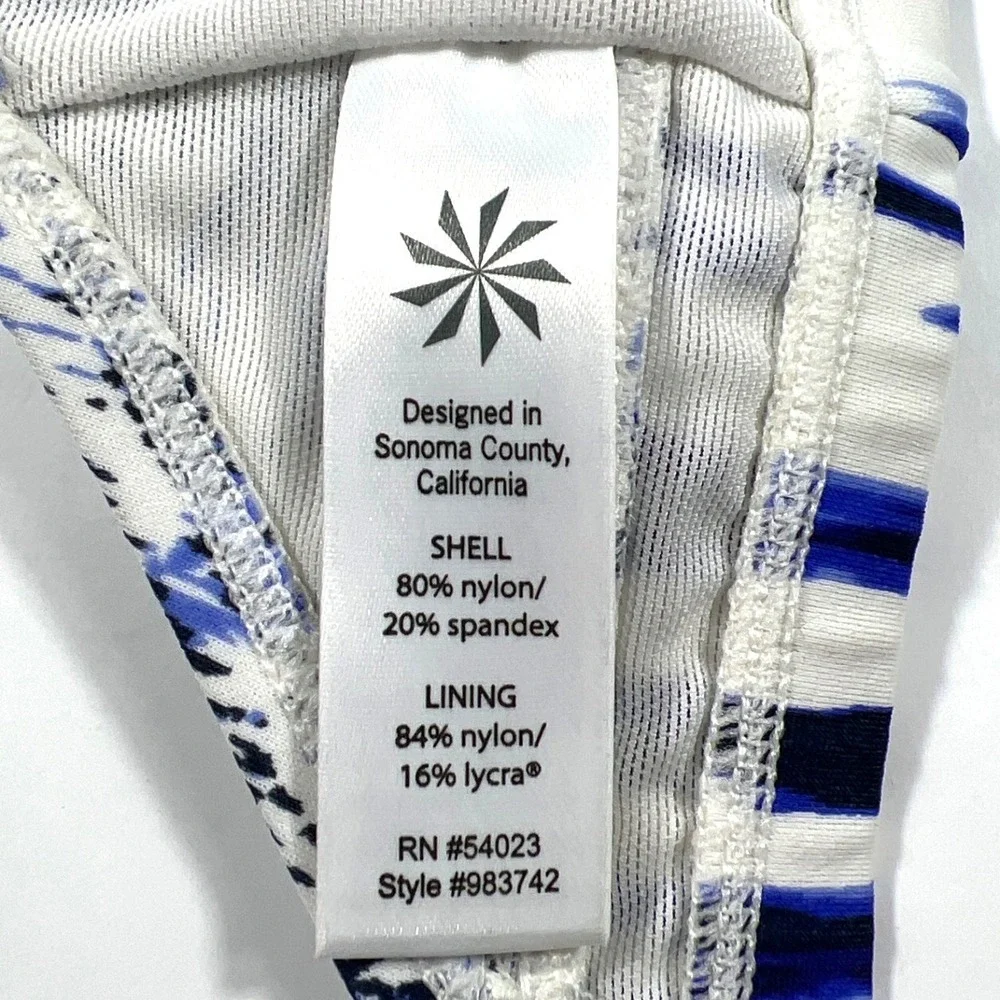 Athleta Blue White Ikat Halter Underwire Bikini Top 32 B/C‎ Beach Coastal Pool